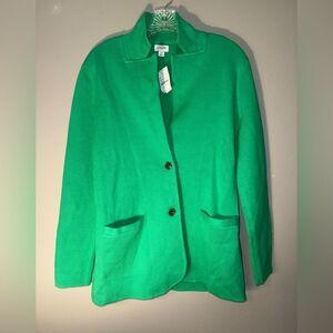 J. Crew Vibrant Green Women's Knit Pocket Blazer Small